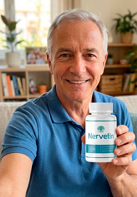 Carlos holding a bottle of Alitoryn